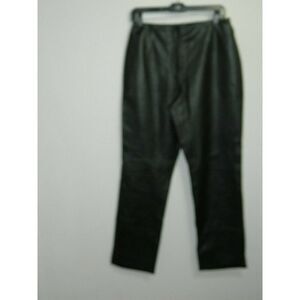 Yvonne Marie Pants Leather Black High‎ Waisted Flat Front Size 10